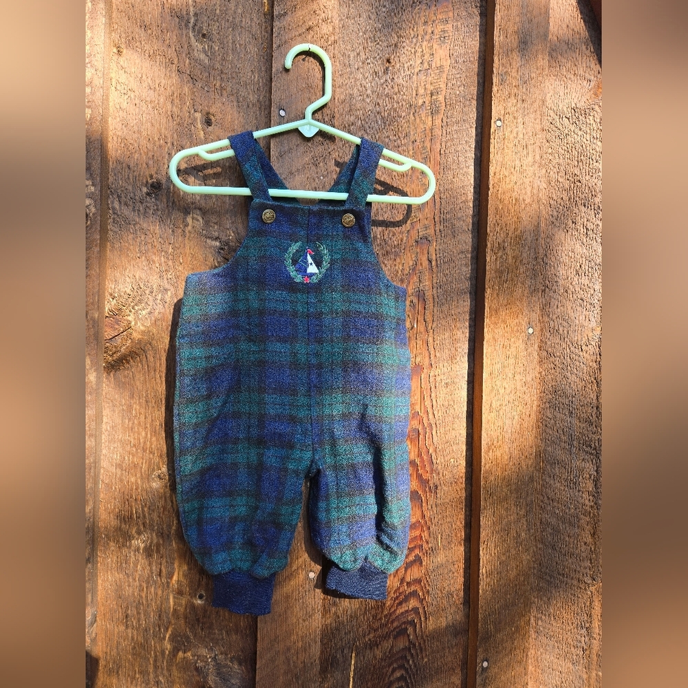 Vintage Plaid Sailboat Overalls